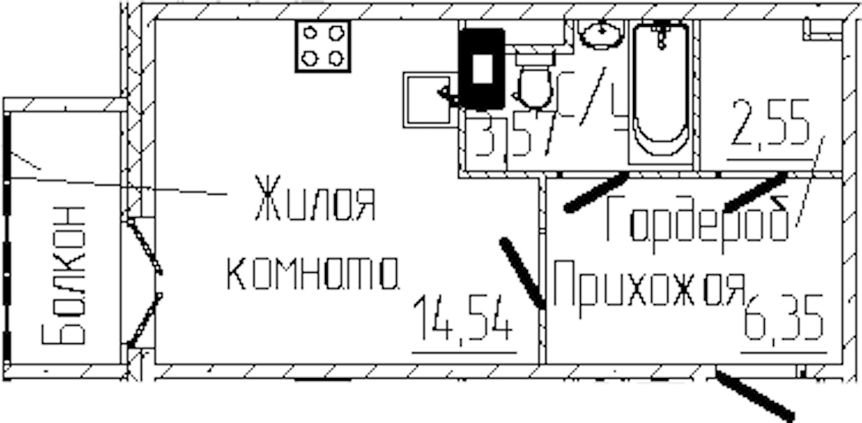 Квартира студия 27.96 м², 3/6 эт., ЖК «SERTOLOVO PARK»